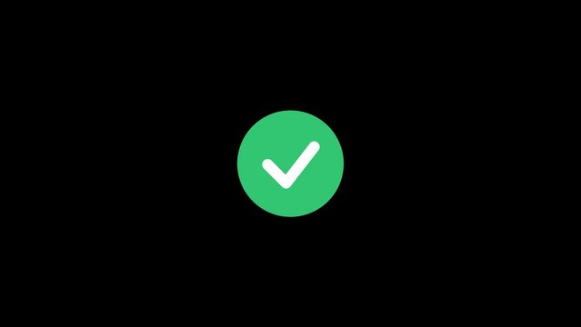 animated check mark list icon. motion graphich check mark green logo symbol. icon animation is correct or approved