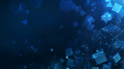 A futuristic network of hexagonal shapes in red and blue hues, representing advanced digital technology or cybersecurity.	