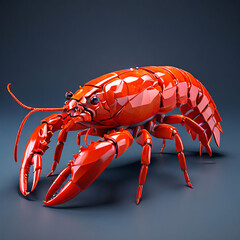 3d low poly lobster
