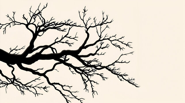 Cartoon Vector Black Tree Branch Silhouettes Copy, Nature Inspired Design Elements for Graphic Projects, Generative AI

