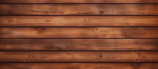 Fototapeta premium A close up of a brown hardwood wall with a blurred background, showcasing the beautiful wood grain pattern and tints and shades of the wood stain