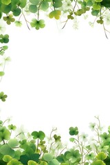 Green leafy border with white background