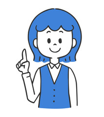 笑顔でポイントを説明する　制服の女性