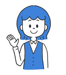 案内をする　制服の女性