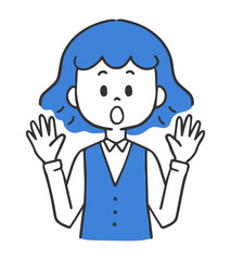 驚く　制服の女性