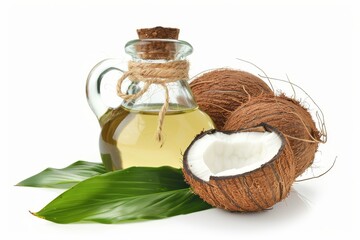 Coconut oil on white background