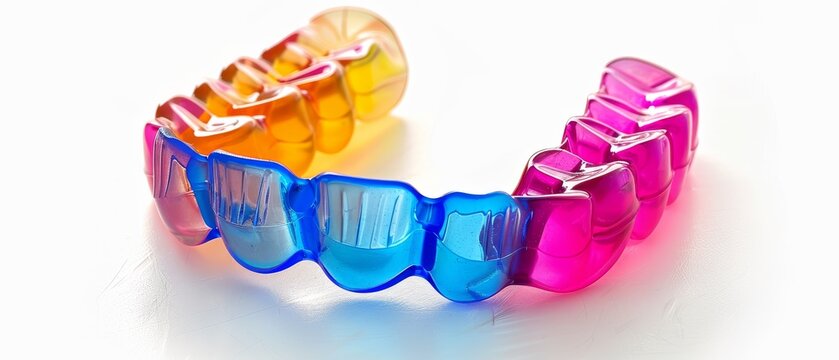 Colorful mouth guard on white background