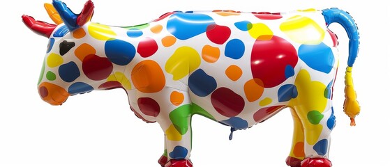 Cow balloon art alone on white background