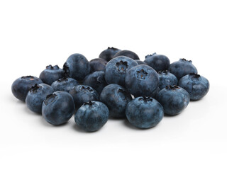 Blueberry, bunch and pile with natural fruit for vegetarian, vitamins or nutrition on a white studio background. Closeup of organic ingredients for sustainability, diet or healthy food on mockup