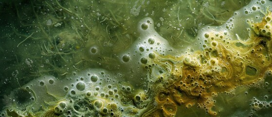 Cyanobacteria on water water pollution macro photography - obrazy, fototapety, plakaty