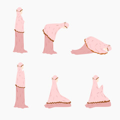 Vector Illustration of a Woman Performing Prayer Poses
