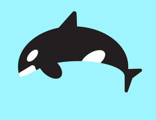 Orca Killer Whale Vector Illustration Flat Design on blue background
