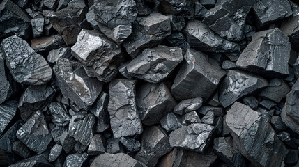 Coal Lumps with Copy Space for Text, Dark and Textured Background for Energy and Industrial Concepts, Generative AI

 - obrazy, fototapety, plakaty