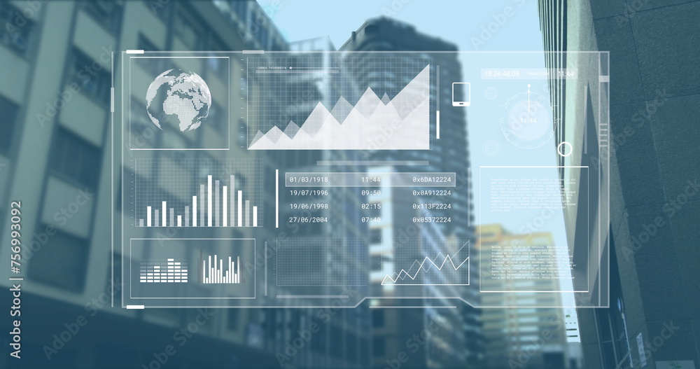 Poster image of data processing over cityscape