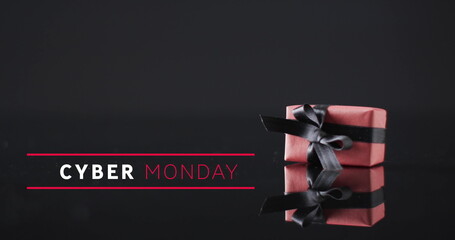 Image of cyber monday text over gift box