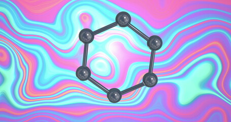 Image of micro of molecules models over pastel background