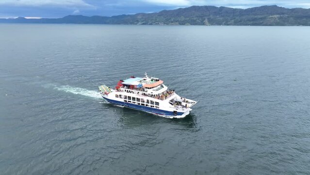 Ferry connecting numerous islands scattered across the expansive lake
