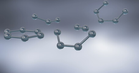Image of 3d micro of molecules on grey background