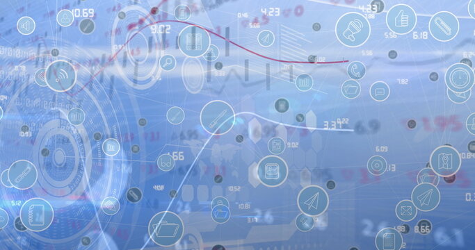 Image of digital icons over scopes scanning