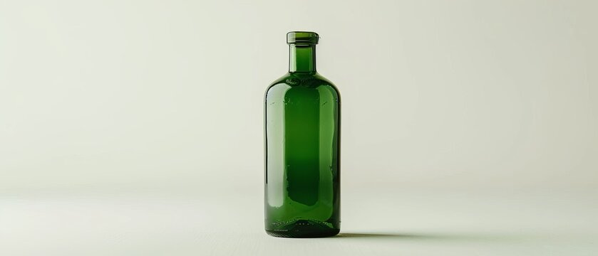 Green glass bottle on white