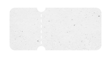 White ticket isolated with paper texture for mockups