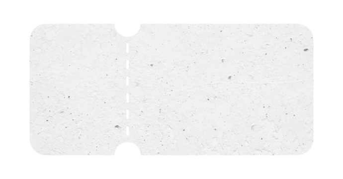 White ticket isolated with paper texture for mockups