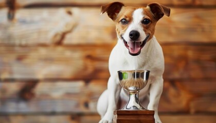 Jack Russell s victorious championship celebration with a winning trophy