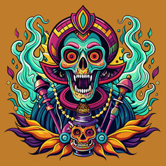 Mariachi Music to Malevolent Spirits: Transform Hookah Horror into a Mexican Masterpiece for Your T-Shirt Sticker