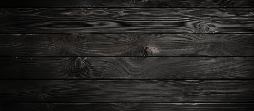 A closeup of a dark stained black hardwood surface with a blurred grey background, resembling an automotive tire pattern. Monochrome photography, focusing on the texture and font of the wood
