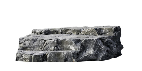 Flat realistic stone rock podium with a rugged texture, suitable for showcasing products with a natural and robust theme, cut out transparent background