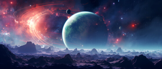 A planet in universe with other life, space planets.