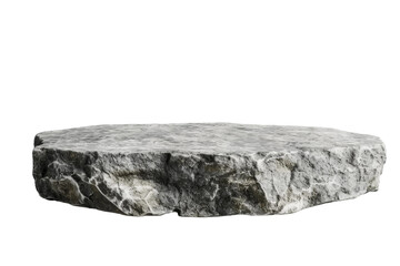 Flat realistic stone rock podium with a rugged texture, suitable for showcasing products with a natural and robust theme, cut out transparent background
