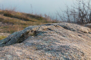 
Granite rock close up. Granite hill.