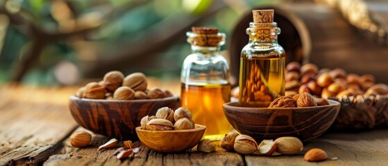 Oil and nuts from the argan tree - obrazy, fototapety, plakaty