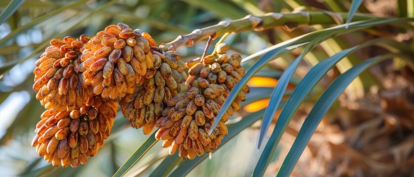 Northern Israel ripe dates on palm branches