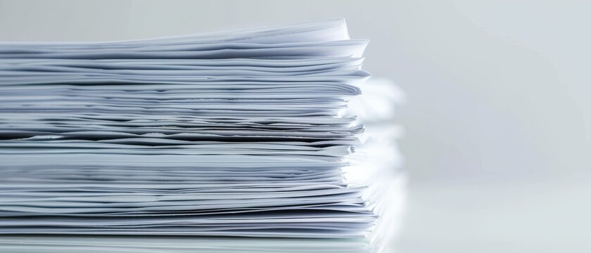 Papers stacked on white background