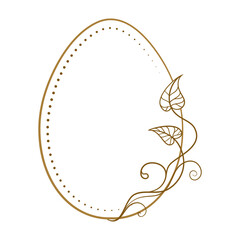 Easter egg shape vintage floral frame - 757000436