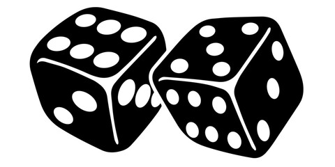 Dice icon. Stylish black vector icon of two dice.