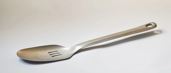 Silver spatula on white background