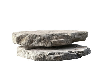 Flat realistic stone rock podium with a rugged texture, suitable for showcasing products with a natural and robust theme, cut out transparent background