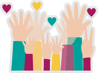 Human Hands Raised with Differents Colors Sticker 
