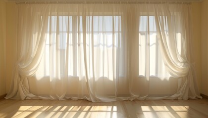 Sunlight enhances the living room s interior decoration with curtain