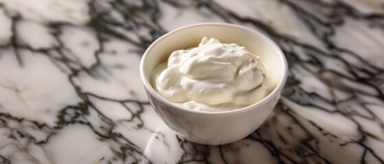 Obraz na płótnie Canvas Tasty fresh yogurt on antique Italian marble