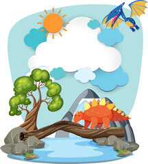 Colorful dinosaurs in a vibrant prehistoric setting