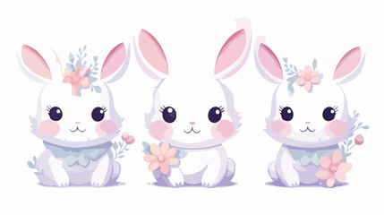 Obraz na płótnie Canvas Cute Rabbit Character Design Illustration flat vector