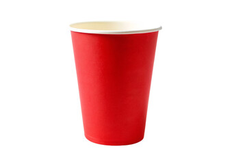 Red paper cup isolated on transparent background.