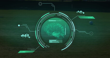 Image of data processing over diverse male football players