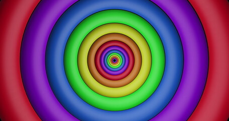 Image of rainbow circles and colours moving on seamless loop