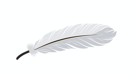 Feather - white vector icon  flat vector