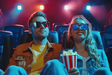 Couple watching a movie in a movie theater